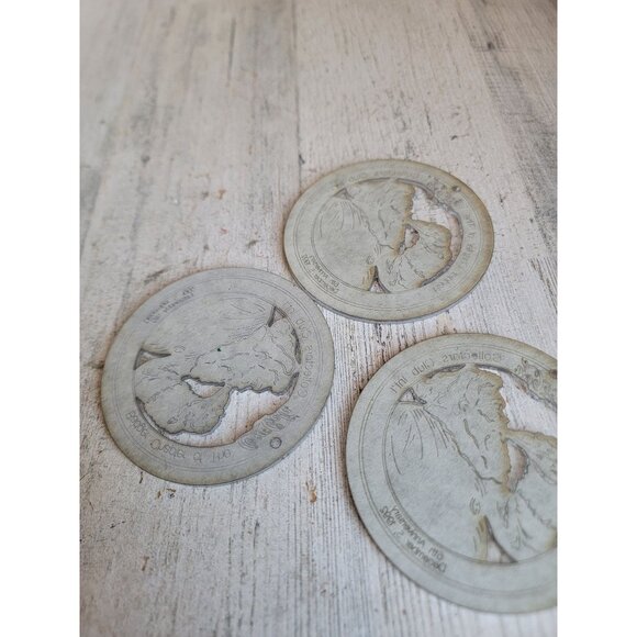 Vintage Wisconsin badger coca cola Santa Claus mirror ornament Xmas set - Picture 6 of 6